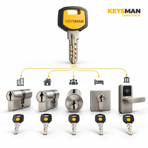 Sistema amaestrado con llave maestra y varios accesos organizados | Keysman Cerrajeros