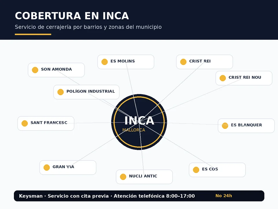 Zonas de servicio de Keysman Cerrajeros en Inca